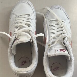 Nike White Sneakers with Pink Details